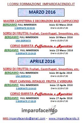 Calendario CORSI Marzo-Aprile 2016