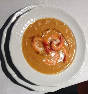Zuppa di ceci e  gamberi